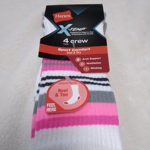 Ladies Crew Socks by Hanes One Package of 4 Pairs
